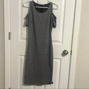 Gray Midi Sheath Dress with Crew Neck for Casual Work
